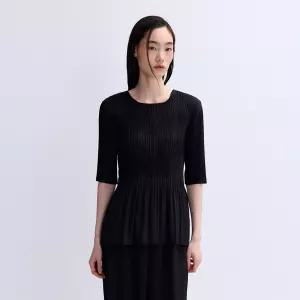 물결 디테일 플리츠 티셔츠_EPTSM326022