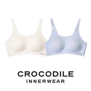 [크로커다일] 소프트핏 쉘론 스트랩 패드일체형 브라2종 오트밀 미스티블루 CDWBR5M0911