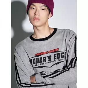 매장정품 에잇세컨즈 8SECONDS 바이커 모티브 그래픽 링거 티셔츠 그레이 454X41FQ33 262627