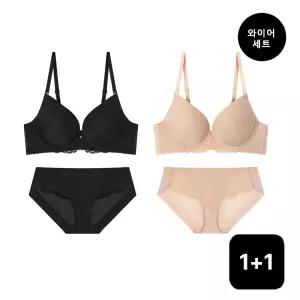 에블린 [2SET] 솔리드 와이어 브라2+팬티2 세트