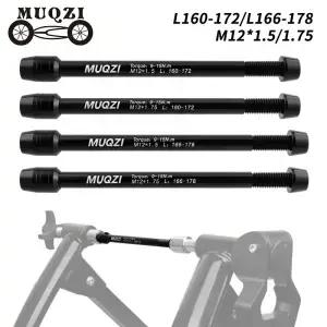 MUQZI 트레이너 스루 액슬 어댑터 M12 x 1.5/1.75 스레드 160172mm 샤프트 자전거 바퀴 퀵 릴리스 꼬치
