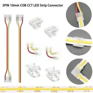 5pcs 3Pin CCT COB LED 스트립 고속 커넥터 10mm 솔더리스 FOB 라이트 프리 스트립/와이어 L 미니 버클