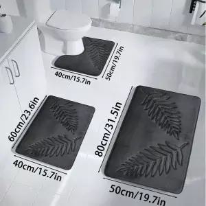 3PCS 세트 목욕 매트 Non 소프트 빠른 건조 욕실 러그 물 흡수 기계 홈 바닥 세척 가능