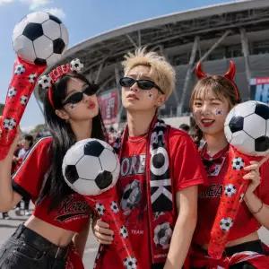 축구풍선스틱 응원봉 5p 아시안게임 축덕 응원 소품 붉은악마 체육대회 치어리딩 체육대회