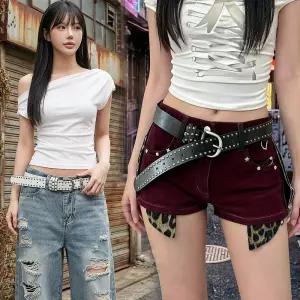 웨스턴스터드벨트 포인트 가죽 찡 바지코디 액세서리