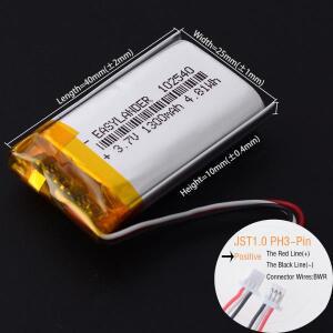 JST SH1.0mm 3핀 3.7V 1300mAh 102540 리튬 리튬이온 리포 폴리머 배터리 302540 402540 502540 602540 702