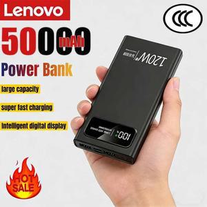 레노버 50000mAh 대용량 보조 배터리 120W 고속 충전 LED 디지털 디스플레이 외부 범용 여행 야외용