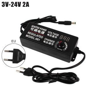 어댑터 디스플레이 화면 전원 공급 장치 Adatpor EU 플라스틱 전압 조절 가능 조정 DC 범용 3V-24V 2A AC
