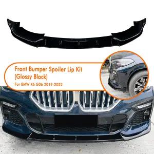 BMW X6 G06 M 스포츠 2019- 프론트 범퍼 스포일러 립 카본 룩 글로스 블랙 하체 스플리터 보호대 키트 블레