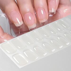 16개/시트 반경화 투명 젤 네일 폴리쉬 스트립 셀프 접착 풀 랩 UV/LED 스티커 연장