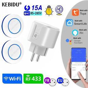 RF 220V 16A 전기 Tuya 스마트 소켓 433MHz 무선 원격 제어 3000W EU FR 플러그 음성 타이머 전원 모니터