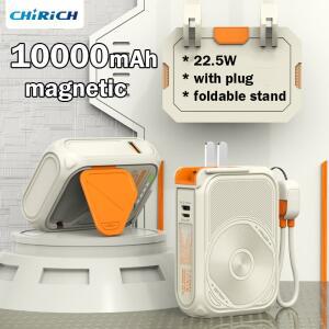 플러그 포함 무선 보조배터리, 10000mAh, USB C, 22.5W 외부 예비 맥세이프 아이폰  샤오미 마그네틱 보조
