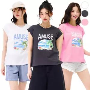 {체이스컬트} (3Color)AMUSE 그래픽 민소매 T-SHIRT