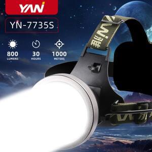 7800mAh 충전식 LED 헤드라이트, YN-7735S, 3가지 조명 모드 작업, 야외 활동, 캠핑, 낚시를  10-30시간 배