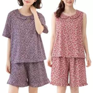 여성 여름잠옷 파자마 인조인견 잠옷세트 플라워 프릴 반팔 나시 선택 상하세트 홈웨어