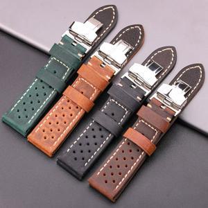 통기성  호환용 가죽 시계 밴드 여성 남성 5 색 스트랩 20mm 22mm 24mm 스마트 시계 밴드 배포 걸쇠
