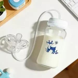 핸즈프리 젖병 300ml 누수 방지 실리콘 배앓이 용 빨대 집용