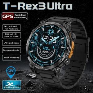 2026년 신형 T-Rex 3 프로 밀리터리 GPS 스마트워치 내장 듀얼 밴드 GNSS 나침반 1.56인치 AMOLED 스크린 1
