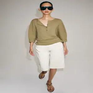 ZARA ZW 컬렉션 미드라이즈 데님 버뮤다 팬츠 - 화이트 7223/241/250