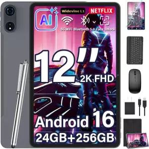 2026 12인치 태블릿 키보드가 탑재된 안드로이드 16 24GB+256GB+2TB 확장 8코어 8000mAh 5G WiFi가 2K