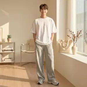 [옷자락]남자 빅사이즈 와이드 벌룬핏 카고 밴딩 트레이닝 바지
