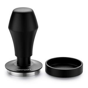 Normcore V4 커피 변조기 53.3mm - 스프링 장착 바리스타 에스프레소 변조기(15파운드/25파운드/30파운드 교체 포함) 양극 산화 처리된 알루미늄 손잡이 및 스탠드 플랫 베이스, 블랙