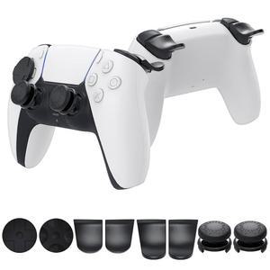 컨트롤러와 호환되는 PS5용 액세서리 키트 번들, MENEEA 엄지 그립 스틱 조이스틱 + 플레이스테이션 5 컨트롤러용 L2 R2 트리거 익스텐더 D패드 버튼, 미끄럼 방지 교체 부품