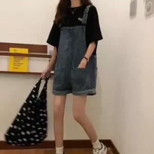 멜빵데님반바지 슈트 청 멜빵 점프 반바지 러블리 세트