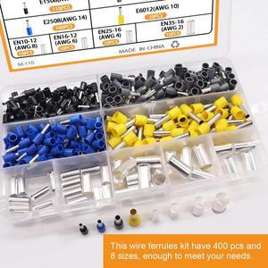 400pcs 와이어 페룰 단자 키트 실버 도금 구리 엔드 압착 커넥터