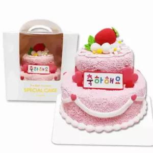 클레이 2단 생일 축하 미니 케이크 상자 포함 클레이소품 축하케이크