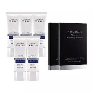 [도미나스] 기미케어 톤업 트라넥삼산 선크림 40ml 5개+마스크팩 4매 2박스