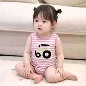트랙터자수 민소매 바디수트