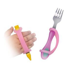 이지홀드 핑크 실리콘 미끄럼 방지 적응형 그립 보조 장치, 작업 치료용 범용 커프 스트랩, 루게릭병, 뇌성마비, 특수 필요, 소아 뇌졸중, 이지 핸들 2팩 4