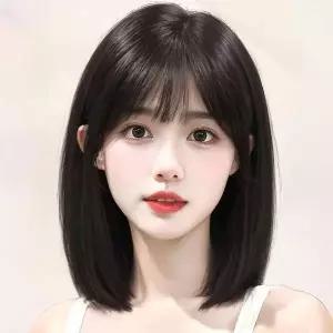 여성 시스루뱅 보브컷 단발 통가발