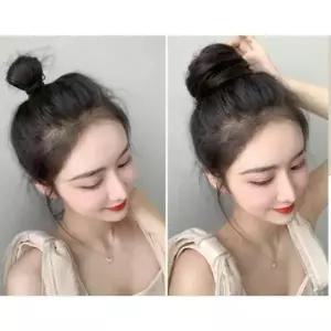 올림머리 똥머리 묶음머리 곱창 머리끈 아 인모 붙임