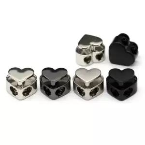 HENGC 5Pcs 하트 모양 금속 코드 잠금 의류 교체에 대 한 로프 스토퍼 까마귀 가죽 가방 DIY 공예