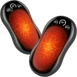 핸드 워머 충전식 2팩 6 000mAh UL 인증 3템프 디스플레이 초슬림 휴대용 포켓 히터 야외/사냥 필수품