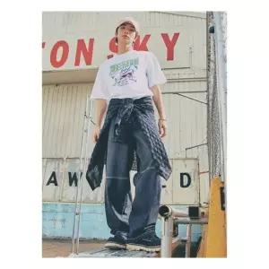 에잇세컨즈 454421LP15 데님 와이드팬츠 저밀도 워싱 팬츠 블랙 15 4030912 3387784