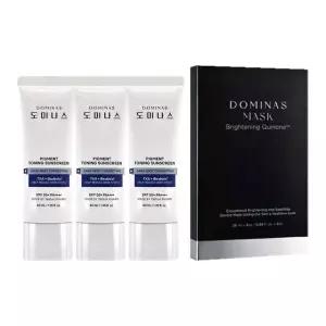 도미나스 기미케어 톤업 트라넥삼산 선크림 40ml 3개+마스크팩 4매