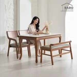 라로퍼니처 버나드 1250 포세린 통 세라믹 4인 식탁 세트(식탁+의자2+벤치1)