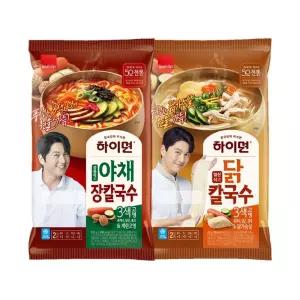 하이면 닭칼국수692g 1봉 + 야채장칼국수652g 1봉 (총4인분, 냉동)