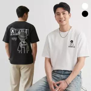 남자 여름 코디 체형커버 그래픽 면 반팔 티셔츠