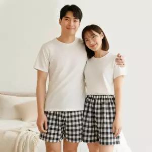 남자 여자 스타일 루즈핏 체크 파자마 실내복 바지