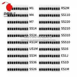 200 개/몫 SMD 다이오드 모듬 키트 M1 M4 M7 SS14 RS1M US1M ES1M 20ValuesX10pcs 전자 SMA 세트