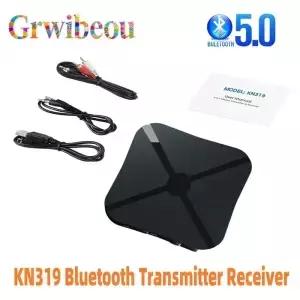 KN319 블루투스 5.0 송수신기 2 in 1 스테레오 오디오 수신기 컨버터 무선 어댑터 (RCA 3.5MM AUX