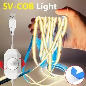 8mm COB LED 스트립 라이트 5V USB 무단계 조광 가능 고휘도 플렉시블 테이프