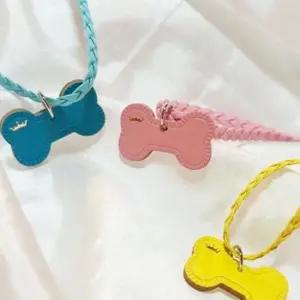 강아지 가죽본 매시 목걸이 1P 반려견 산책 목줄