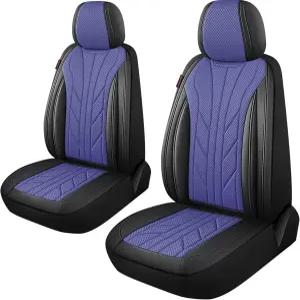 CAROMOP 통기성 천 소재 자동차 시트 커버 2개 인조 가죽 3D 폼 백 서포트 유니버설 트럭 SUV 앞좌석