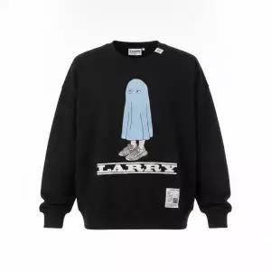 [미하라야스히로]MIHARA YASUHIRO LARRY 프린트 풀오버 스웨트셔츠 A15PO654 BLACK 1025938