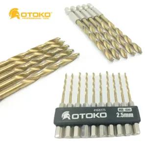 드릴기리 철 PVC 티타늄 코팅 HSS 4241 임팩비트 2.5MM 10pcs+1 공구 아답타 어댑터 연결 부속 철판 기리